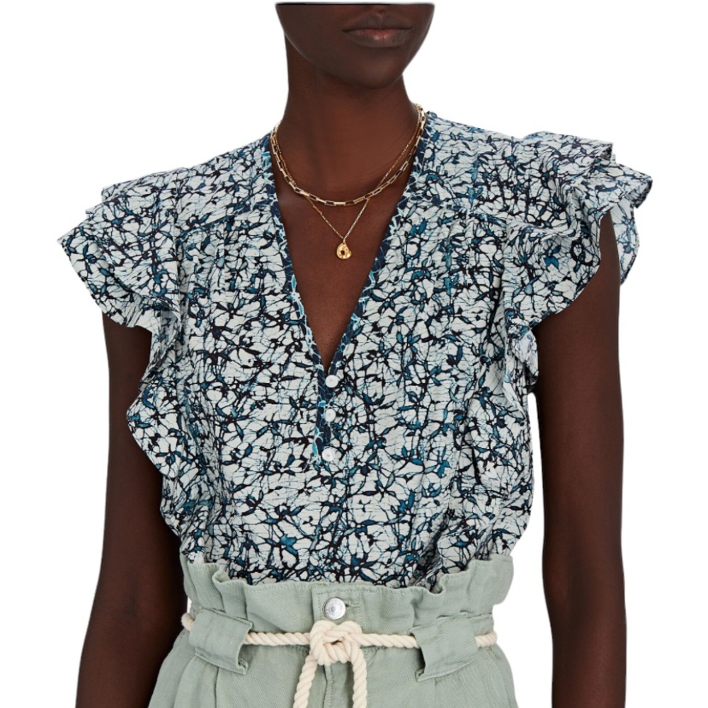 Veronica Beard Blue and Black Floral Top